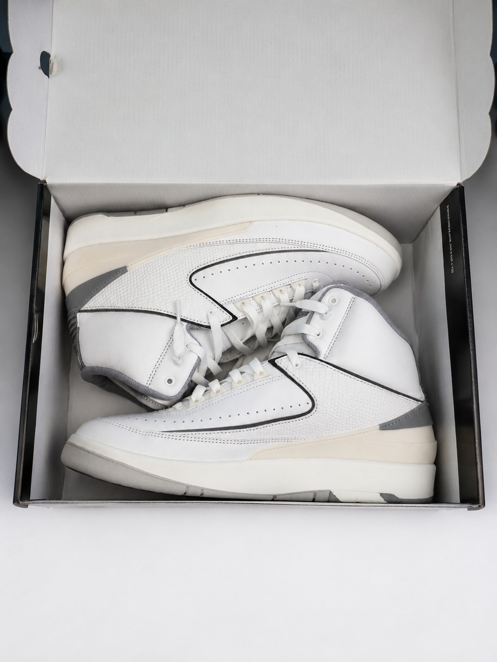Air Jordan 2 Retro White Cement Grey High Top Sneakers Men’s Size 10.5 New - Picture 2 of 7